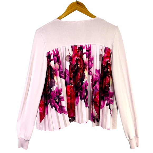 Ted Baker Splendour Pleat Print Back Cardigan in Pale Pink Size 1/ US 4 - Picture 6 of 6